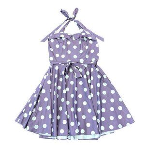 Dolly & Dotty Purple White Polka Dot Halter Swing Dress Plus 24 NWT